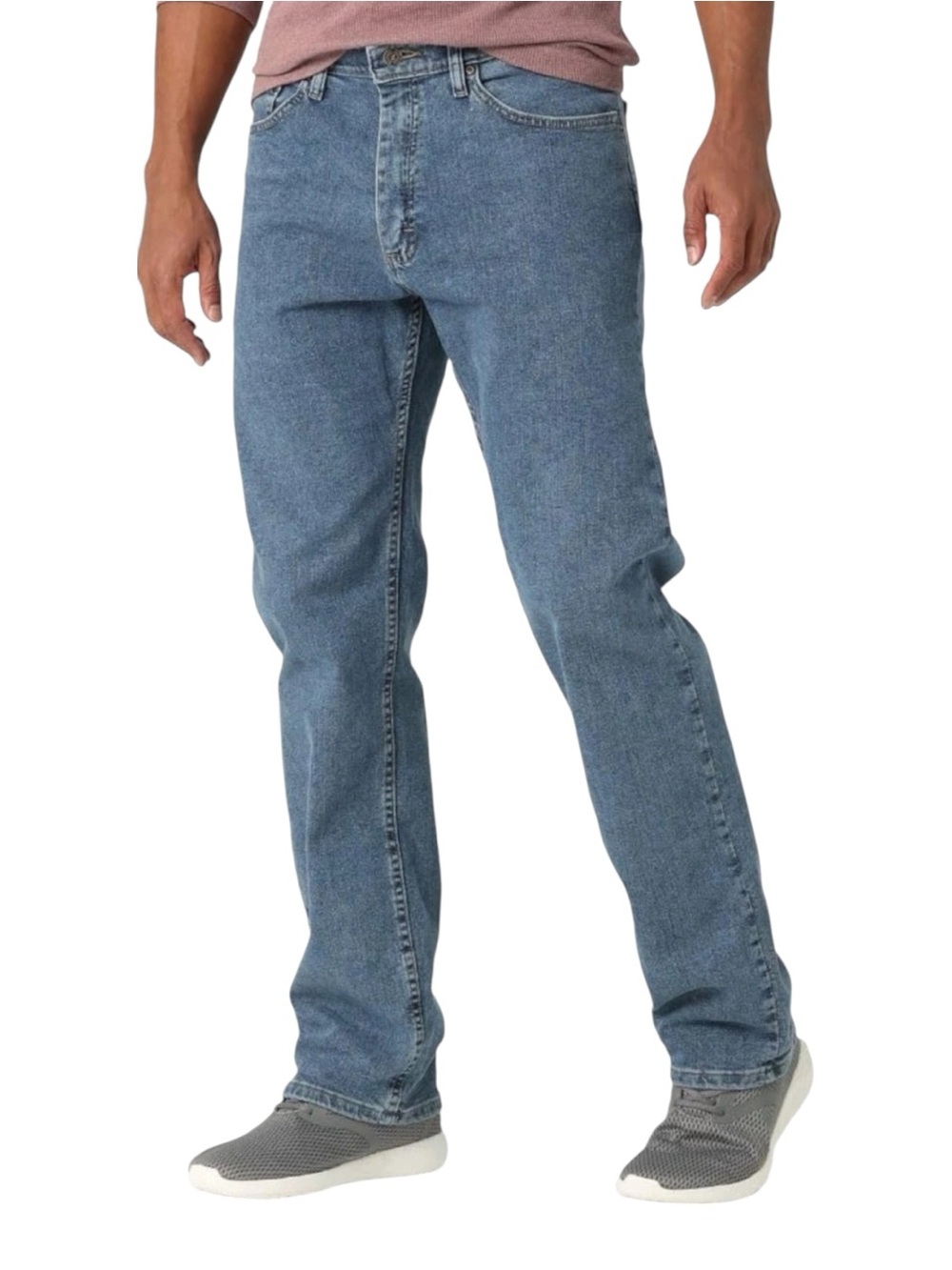 Wrangler Flex Men’s Regular Fit Work Jeans in Light Blue Denim